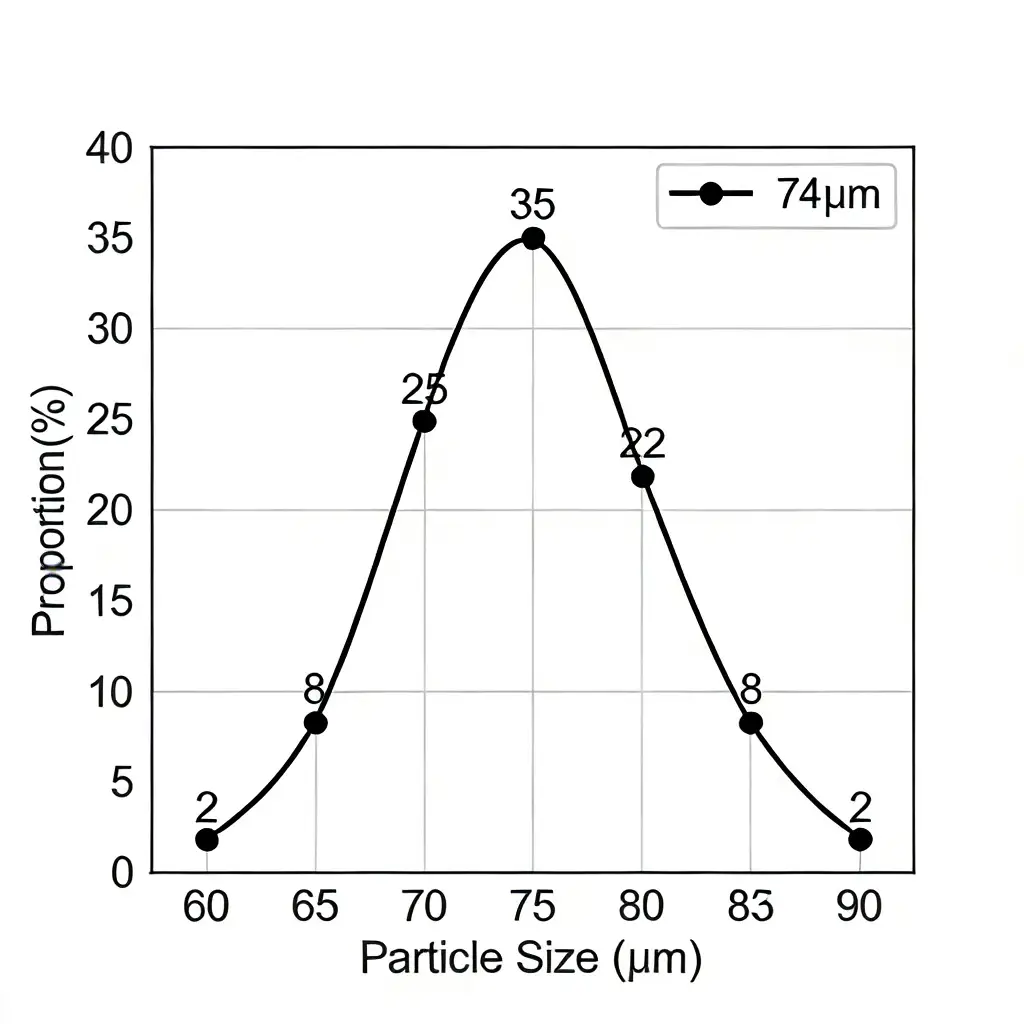 Normal Distribution of fine gypsum powder.webp